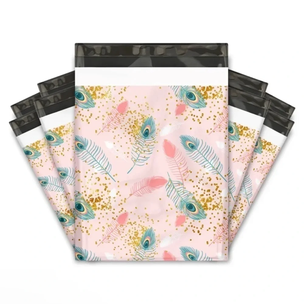 Peacock Feather Polymailer Bags 15pc 10x13in